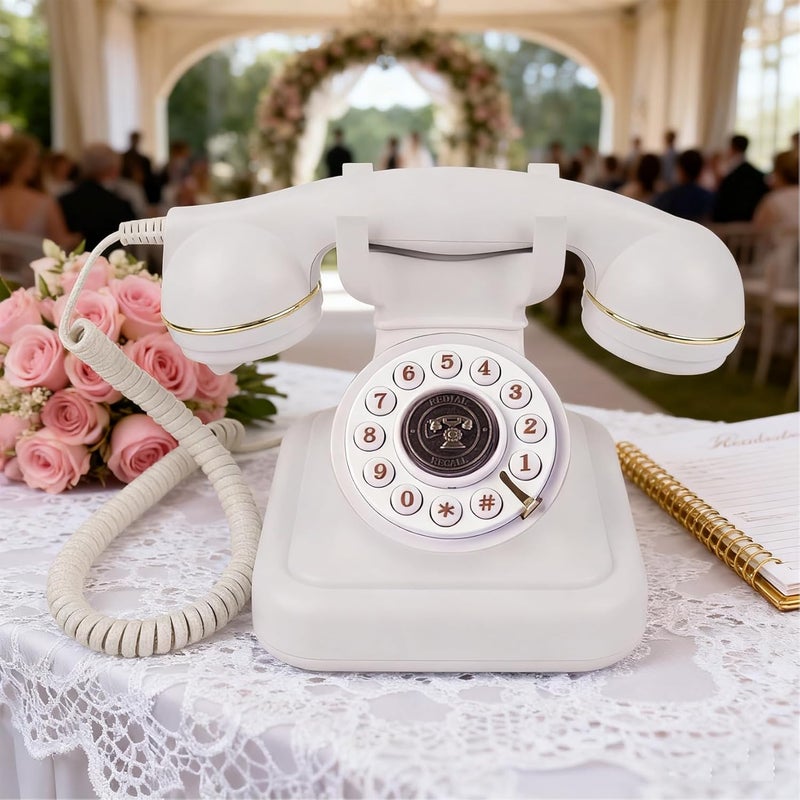 TelPal Audio Guest Book Wedding Phone, Vintage Telephone Recorder Wedding Guest Book, Retro Voice Recording Phone for Birthdays Party/Graduation/Baby Shower/Retirement/Special Occasions (White) - Image 2